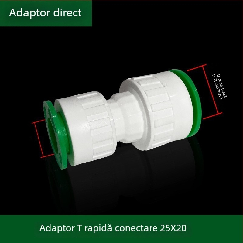 Fitingi inline PPR/PE cu debit mare, conectare rapidă, ventil globă și ventil cu bilă, model 003, grosime perete 3 mm, calitate superioară