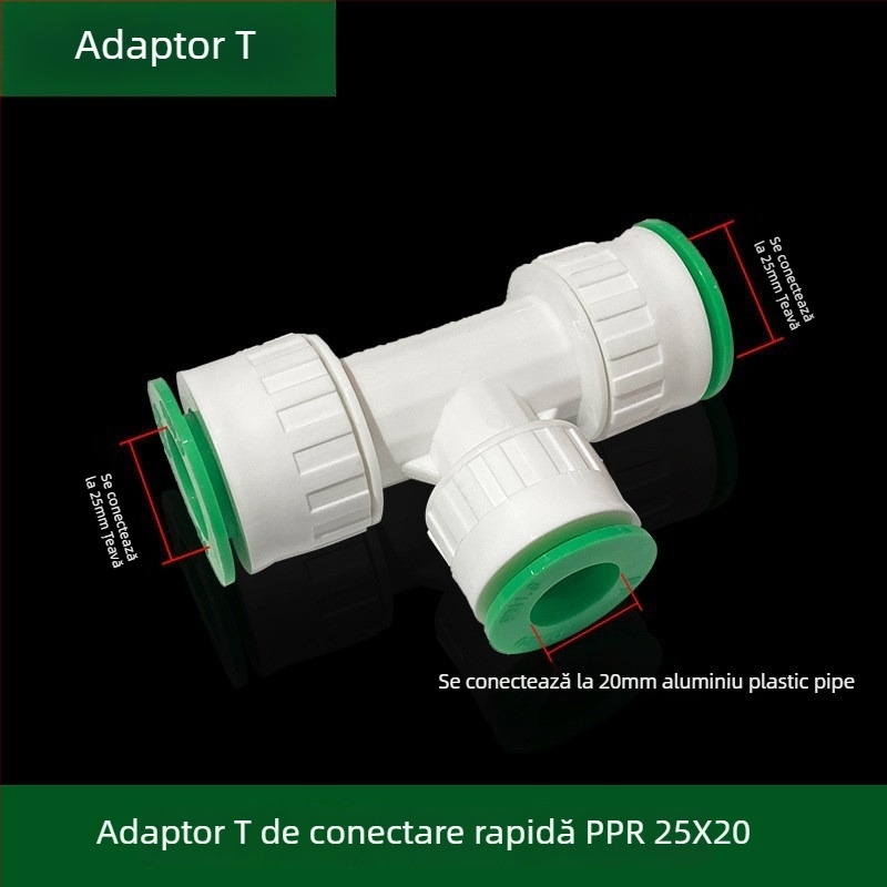 Fitingi inline PPR/PE cu debit mare, conectare rapidă, ventil globă și ventil cu bilă, model 003, grosime perete 3 mm, calitate superioară