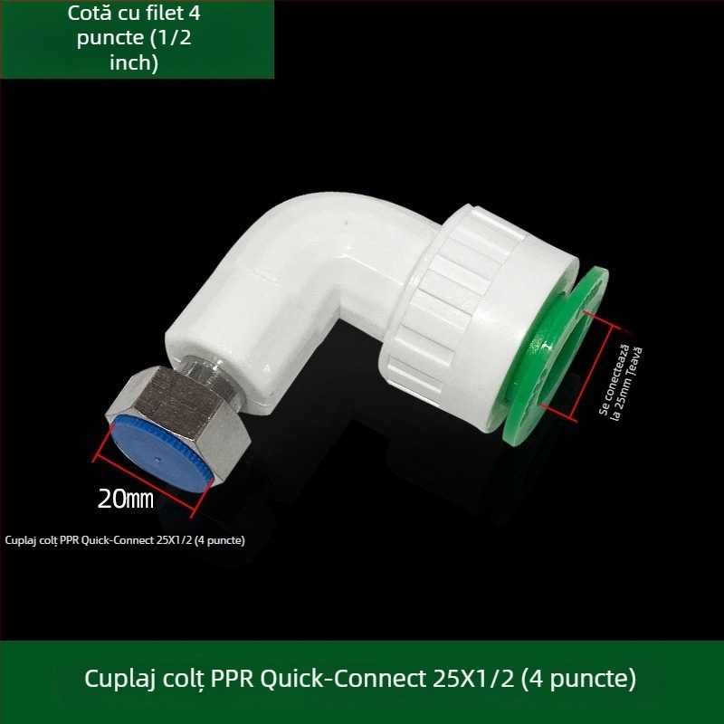 Fitingi inline PPR/PE cu debit mare, conectare rapidă, ventil globă și ventil cu bilă, model 003, grosime perete 3 mm, calitate superioară