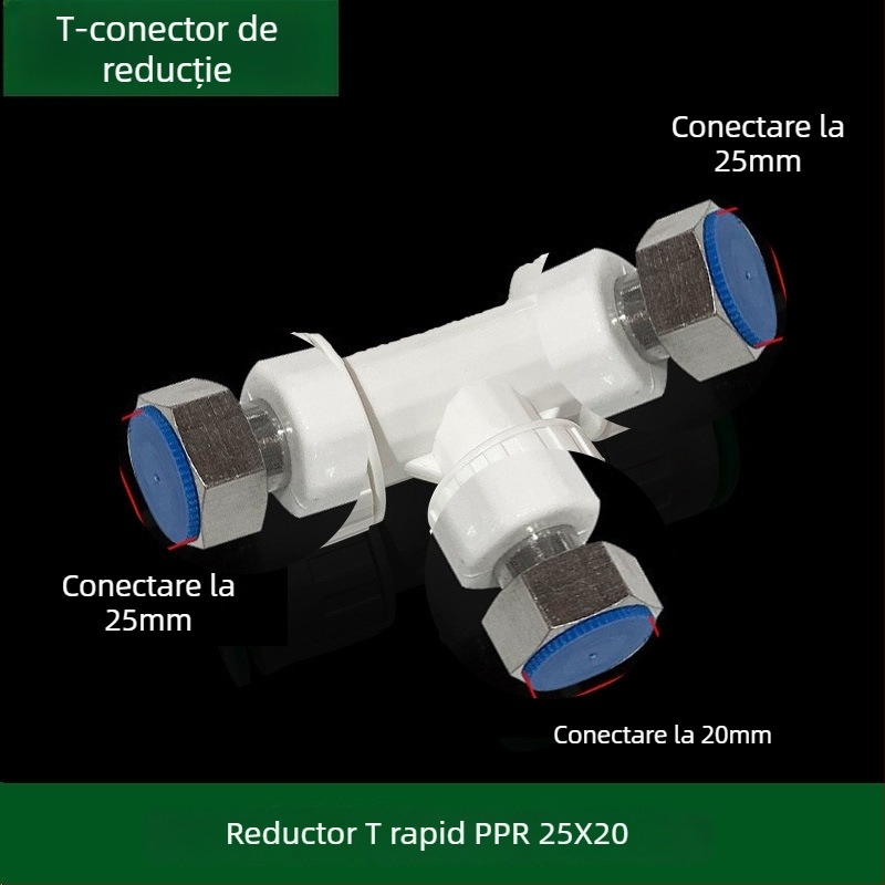 Fitingi inline PPR/PE cu debit mare, conectare rapidă, ventil globă și ventil cu bilă, model 003, grosime perete 3 mm, calitate superioară