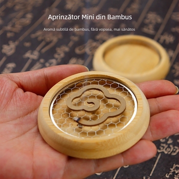 Aprinzător circular pentru tămâie, stil chinezesc, material Phoebe, suport din oțel inoxidabil cu plasă, producție semi-manuală și semi-mechanică