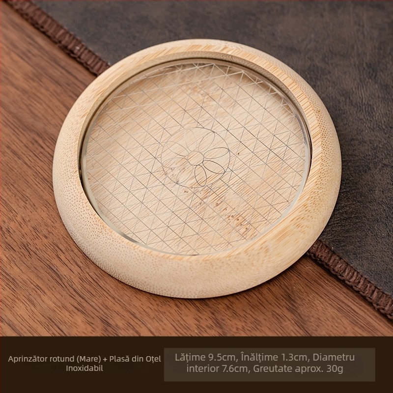 Aprinzător circular pentru tămâie, stil chinezesc, material Phoebe, suport din oțel inoxidabil cu plasă, producție semi-manuală și semi-mechanică