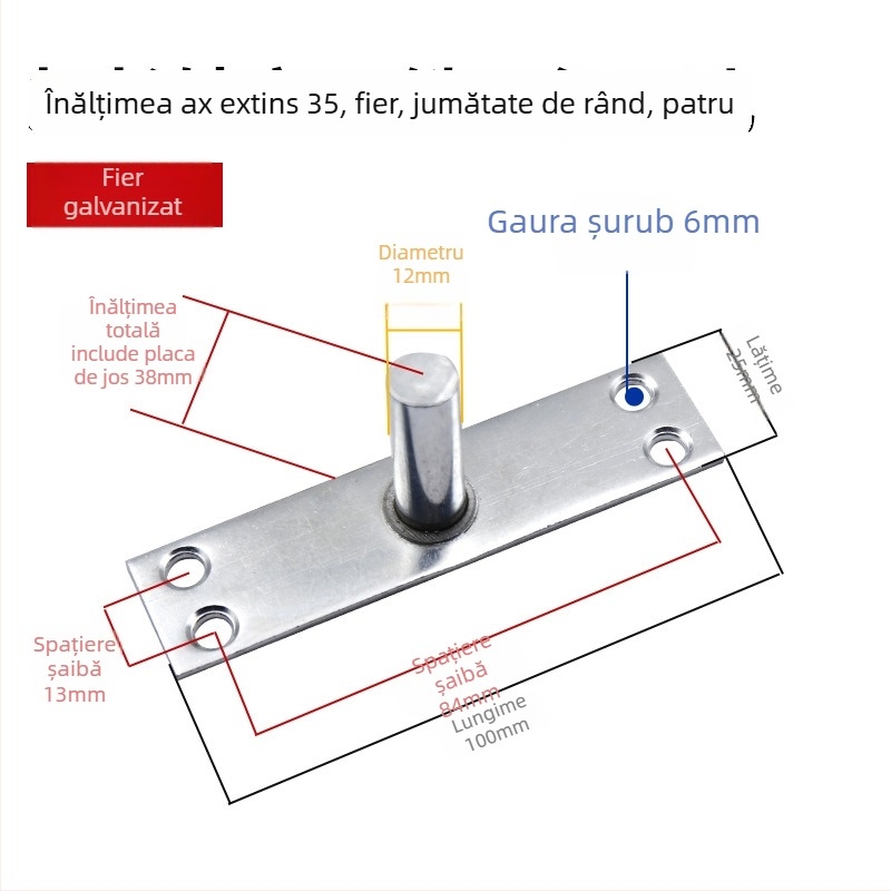 Set arc de podea pentru ușa din sticlă cu cadru: plăcuța superioară a arborelui, arbore fix, vârful superior tip T; Material: oțel inoxidabil 304/201 sau oțel galvanizat; Stil: modern minimalist