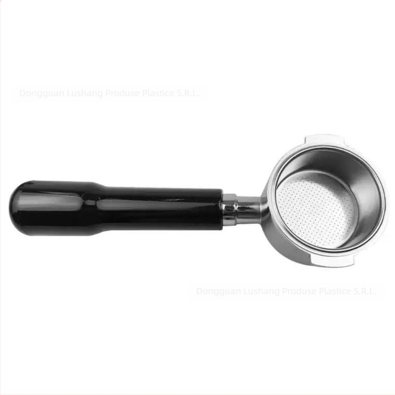 Mâner portafiltru bottomless pentru capul E61, din oțel inoxidabil cu mâner din lemn; compatibil cu Delong, Platinum Rich și Aibao