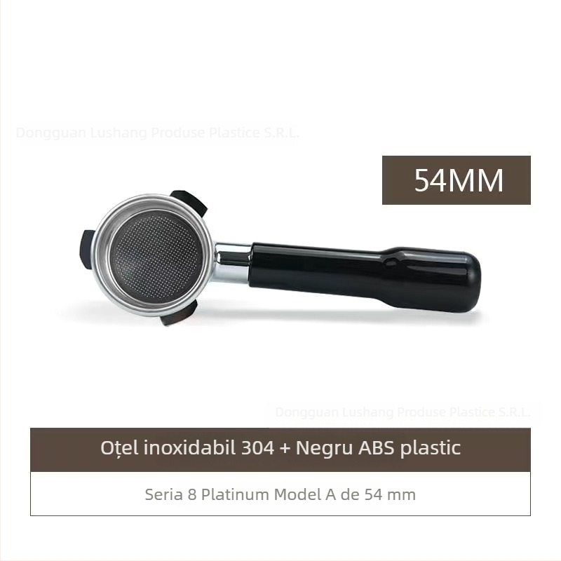 Mâner portafiltru bottomless pentru capul E61, din oțel inoxidabil cu mâner din lemn; compatibil cu Delong, Platinum Rich și Aibao