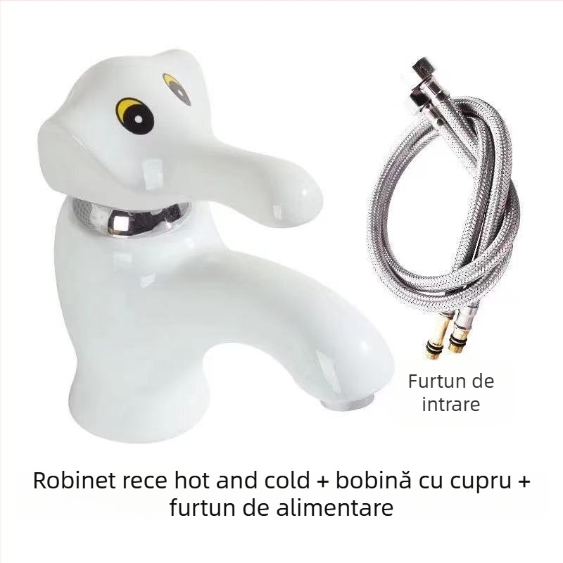 Robinet de chiuvetă cu apă caldă și rece, supapă cu disc ceramic, corp monobloc, deschidere cu cheie, certificare CE