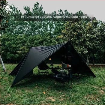 Umbră de camping cu design piramidal de 19 puncte (Xin ao, cod 0516, bumbac, impermeabilitate 3000–6000 mm, formă pătrată)