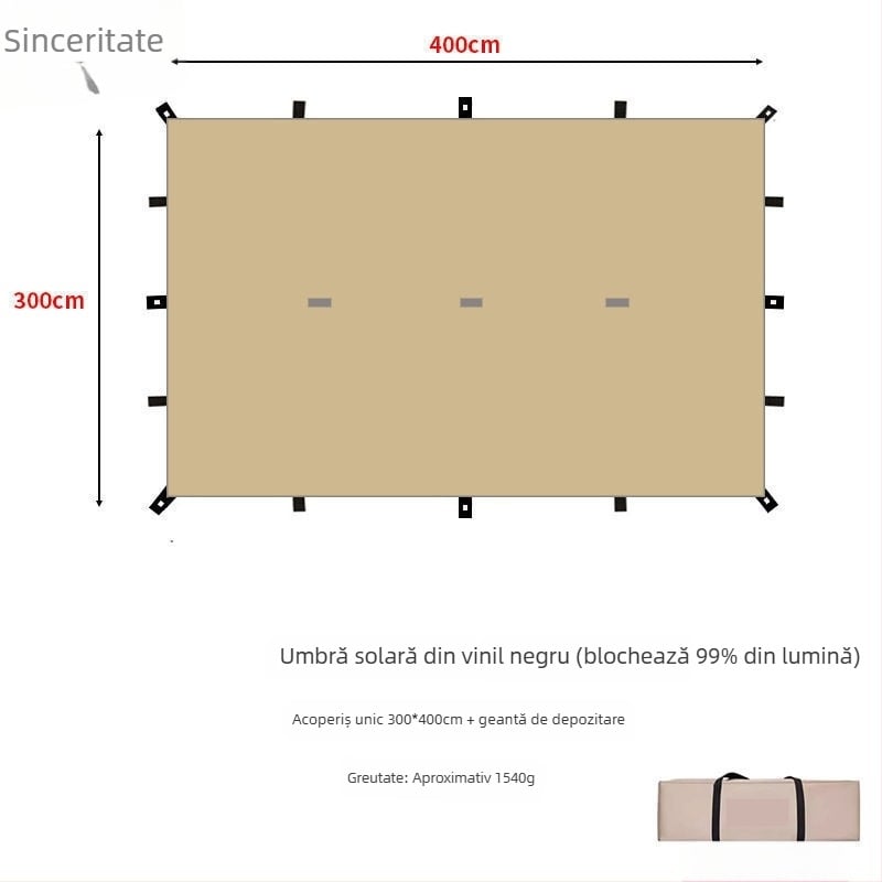 Umbră de camping cu design piramidal de 19 puncte (Xin ao, cod 0516, bumbac, impermeabilitate 3000–6000 mm, formă pătrată)