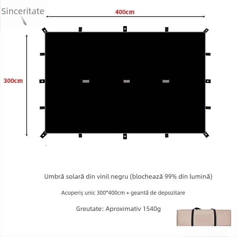 Umbră de camping cu design piramidal de 19 puncte (Xin ao, cod 0516, bumbac, impermeabilitate 3000–6000 mm, formă pătrată)