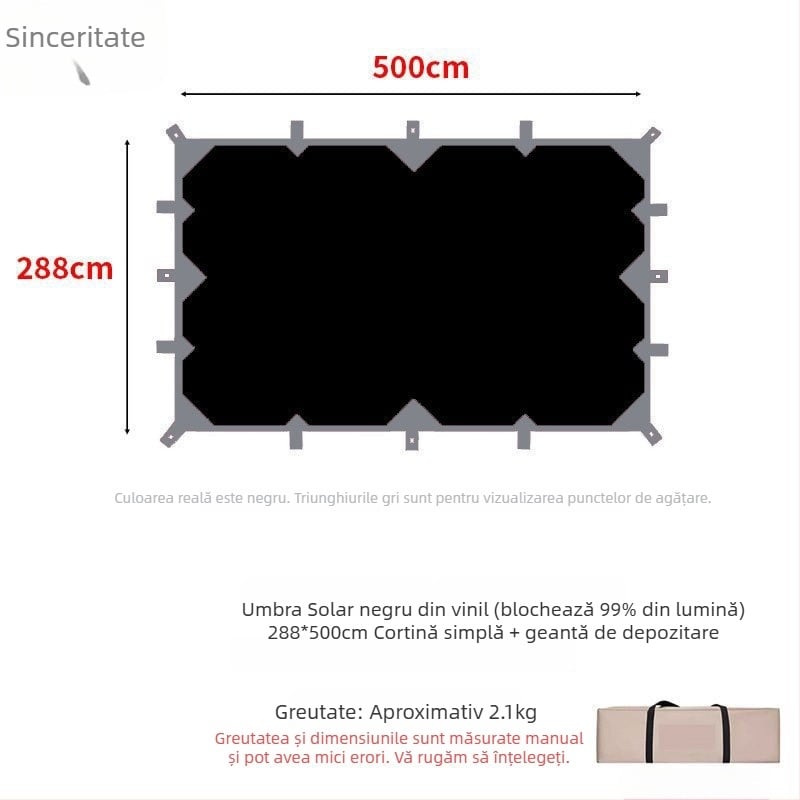 Umbră de camping cu design piramidal de 19 puncte (Xin ao, cod 0516, bumbac, impermeabilitate 3000–6000 mm, formă pătrată)
