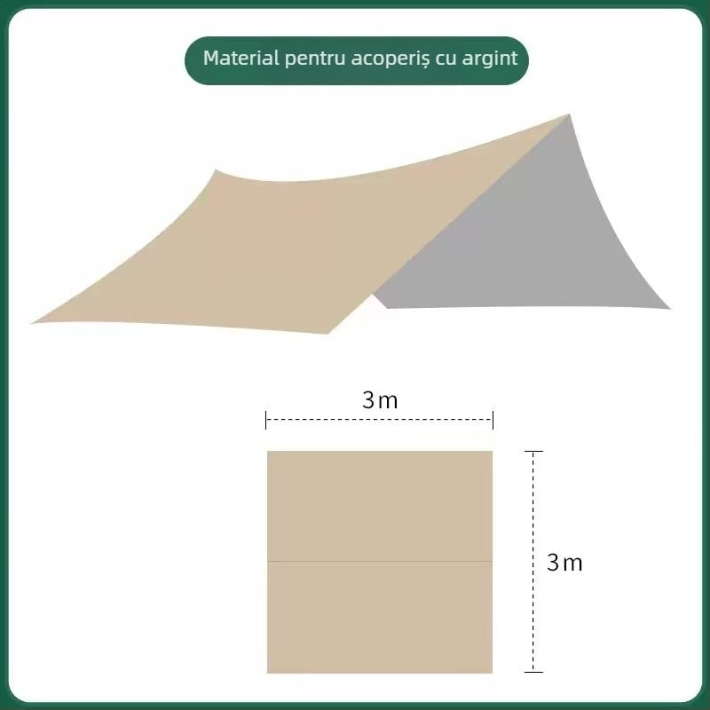 Umbră de camping cu design piramidal de 19 puncte (Xin ao, cod 0516, bumbac, impermeabilitate 3000–6000 mm, formă pătrată)