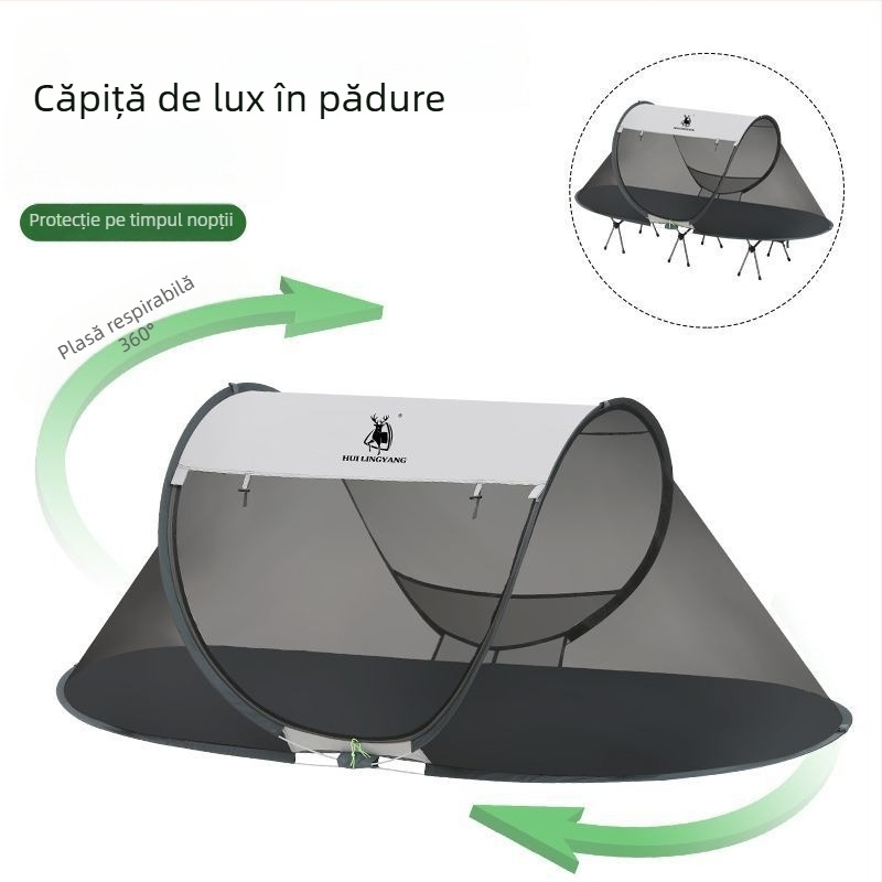 Cort piramidal pentru camping, cu un singur strat, montaj manual, exterior poliester, rezistență la apă 2000–3000 mm