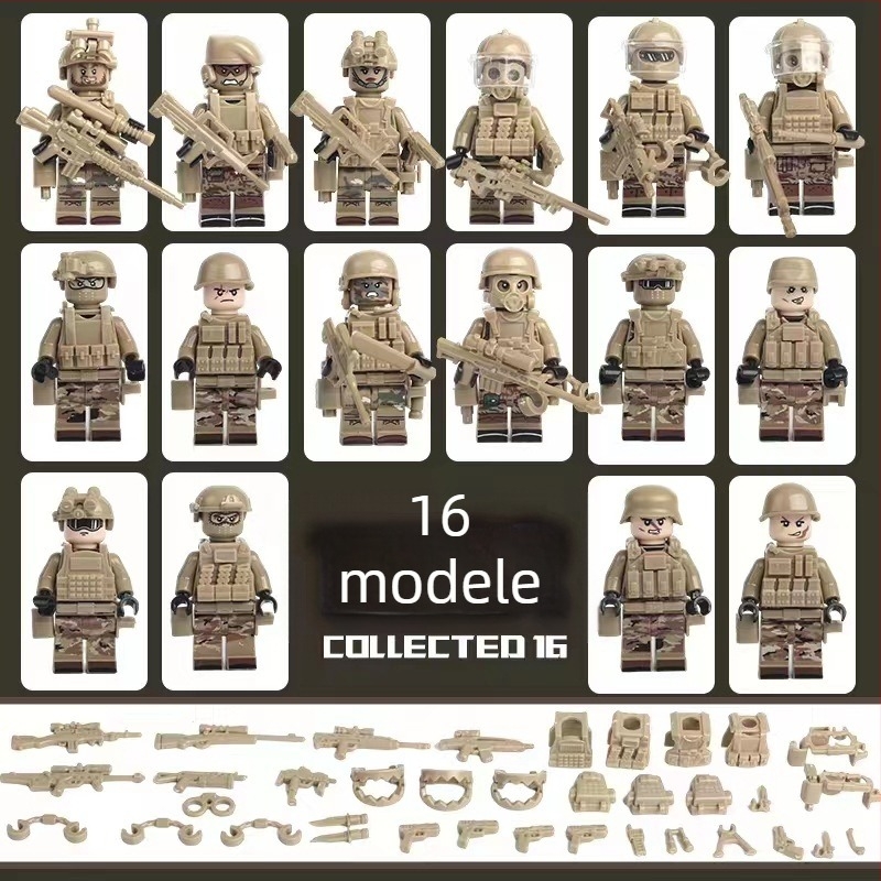 Set de blocuri militare cu mini-figuri ale trupelor speciale, ABS plastic, 50-100 bucăți, DIY