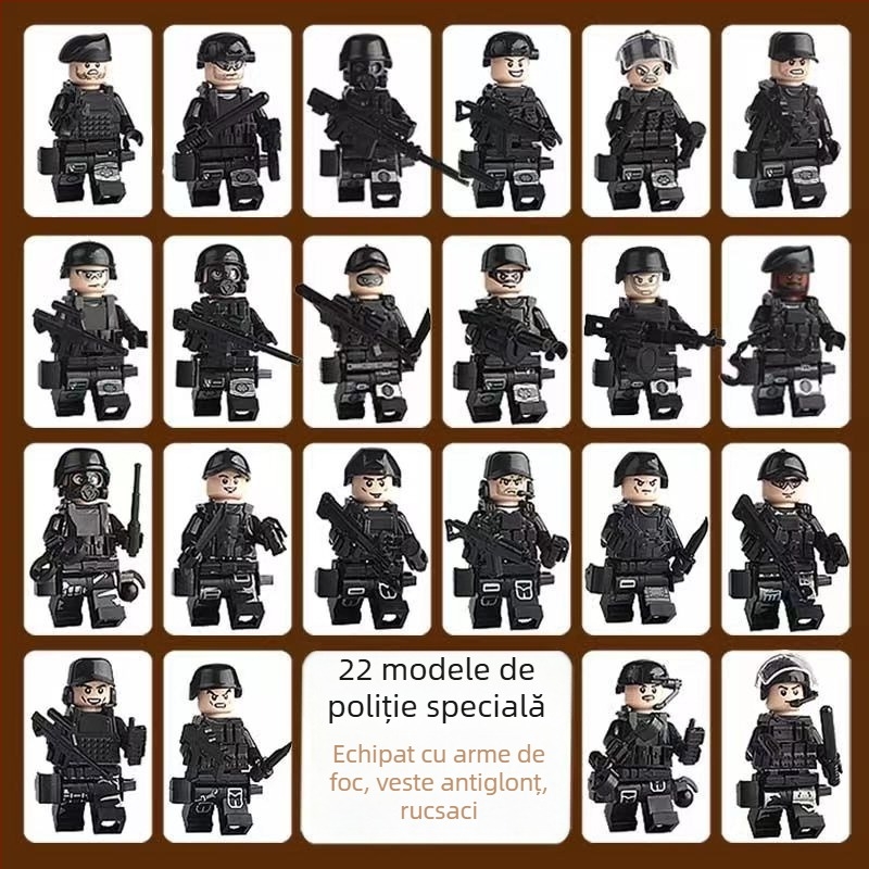 Set de blocuri militare cu mini-figuri ale trupelor speciale, ABS plastic, 50-100 bucăți, DIY