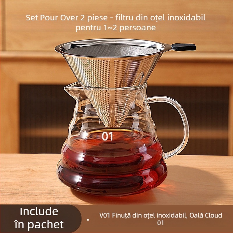 Set manual de râșniță de cafea pentru uz casnic și în aer liber – compact, stil minimalist, set complet
