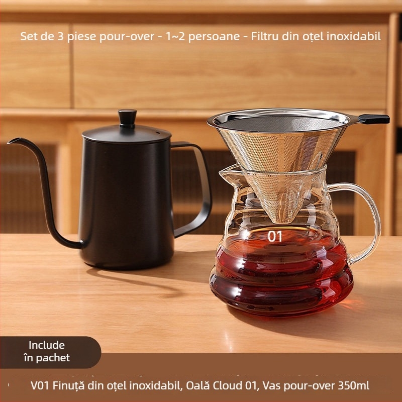 Set manual de râșniță de cafea pentru uz casnic și în aer liber – compact, stil minimalist, set complet