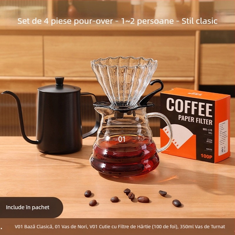 Set manual de râșniță de cafea pentru uz casnic și în aer liber – compact, stil minimalist, set complet