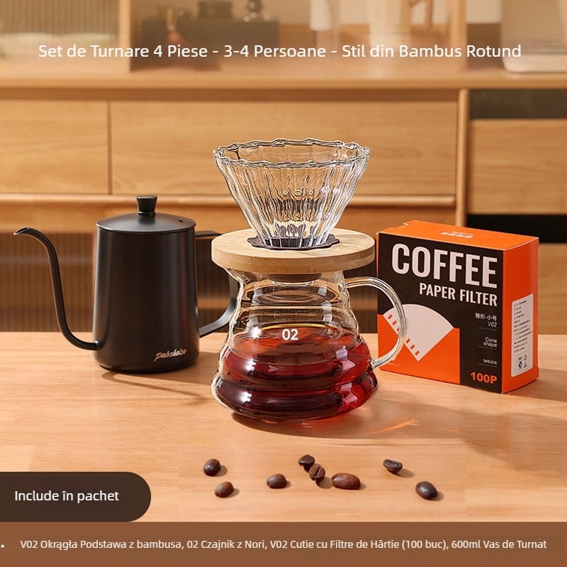 Set manual de râșniță de cafea pentru uz casnic și în aer liber – compact, stil minimalist, set complet