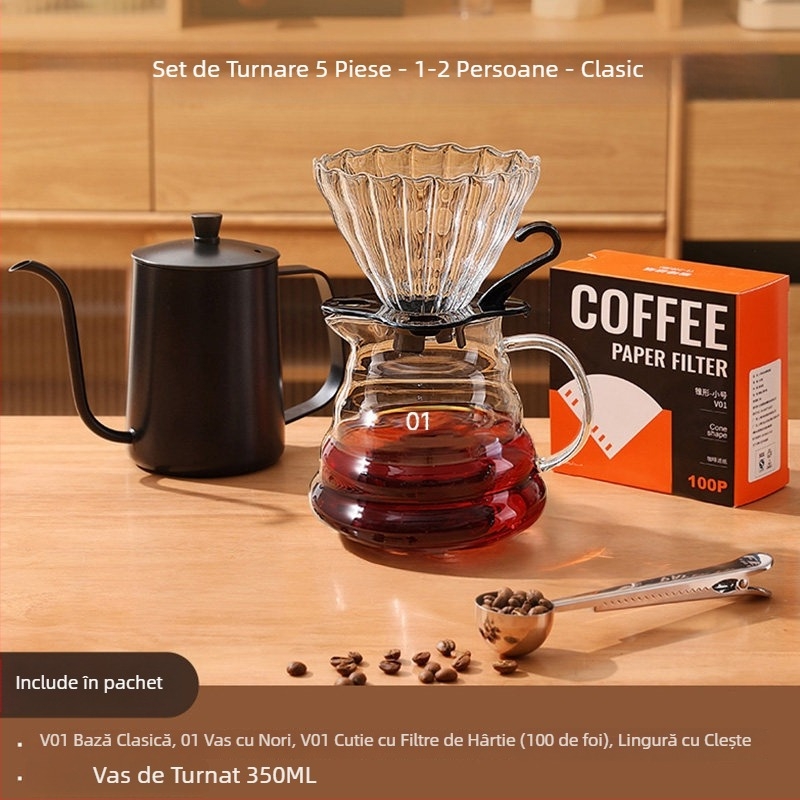 Set manual de râșniță de cafea pentru uz casnic și în aer liber – compact, stil minimalist, set complet