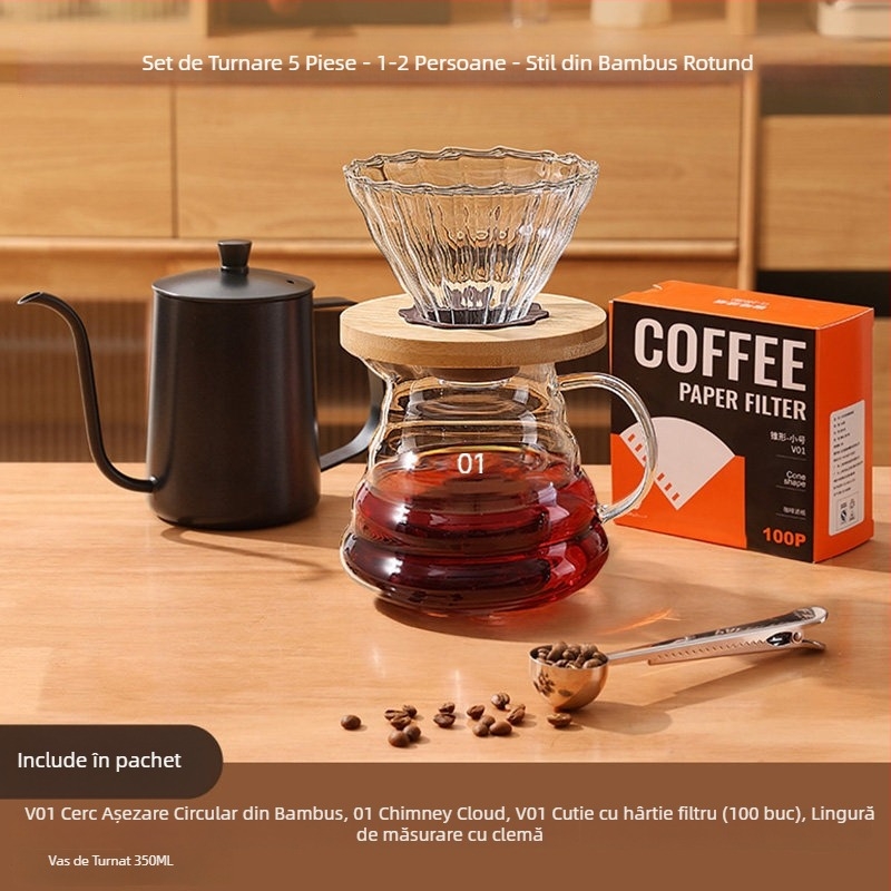 Set manual de râșniță de cafea pentru uz casnic și în aer liber – compact, stil minimalist, set complet