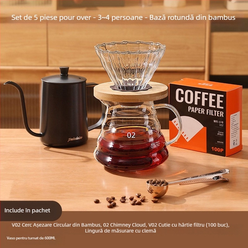 Set manual de râșniță de cafea pentru uz casnic și în aer liber – compact, stil minimalist, set complet