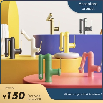 Robinet de baie pentru bazin cu tijă rotativă, montaj sub blat, corp din aliaj de zinc, supapă cu disc ceramic, finisaj electroplacat, control cald/rece cu cheie