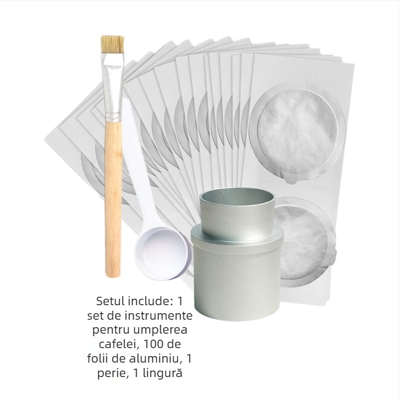 Umplător reutilizabil din aluminiu pentru capsule de cafea, cu mecanism fix de presare, stil modern minimalist, 1 componentă, calitate de primă clasă