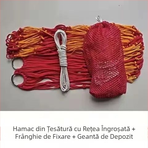 Hamac pentru exterior - Un singur utilizator, suprafață din frânghie de nylon, design anti-răsturnare