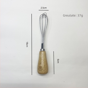 Set de 8 tacâmuri de bucătărie din oțel inoxidabil cu mânere din lemn de cauciuc: batator de ouă, separator de albușuri și presă de piure