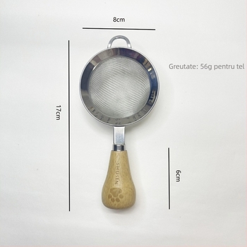 Set de 8 tacâmuri de bucătărie din oțel inoxidabil cu mânere din lemn de cauciuc: batator de ouă, separator de albușuri și presă de piure