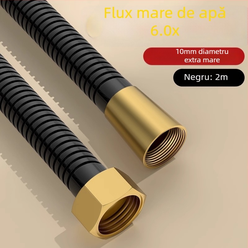 Set de duș cu debit mare, furtun din cupru/ oțel inoxidabil, cap de duș rotund, conexiune filetată, stil modern minimalist