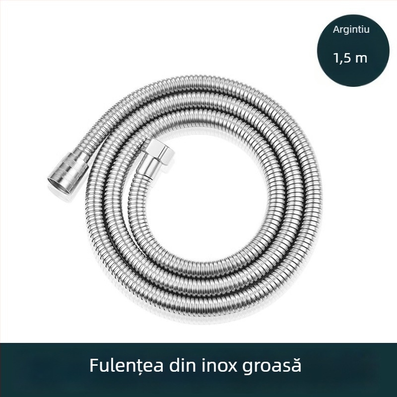 Set de duș cu debit mare, furtun din cupru/ oțel inoxidabil, cap de duș rotund, conexiune filetată, stil modern minimalist