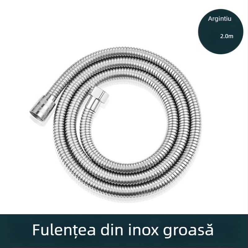 Set de duș cu debit mare, furtun din cupru/ oțel inoxidabil, cap de duș rotund, conexiune filetată, stil modern minimalist