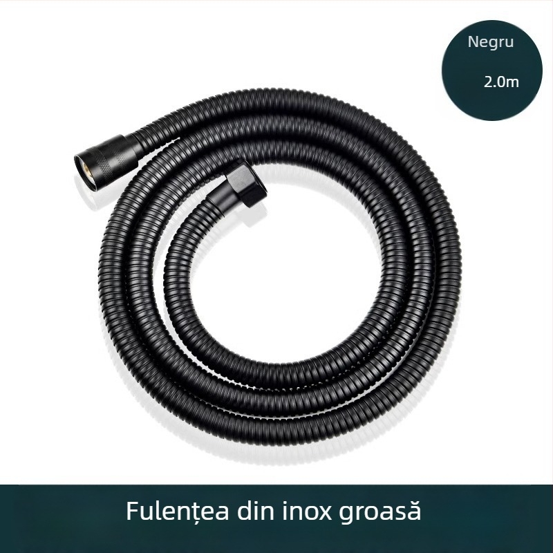 Set de duș cu debit mare, furtun din cupru/ oțel inoxidabil, cap de duș rotund, conexiune filetată, stil modern minimalist