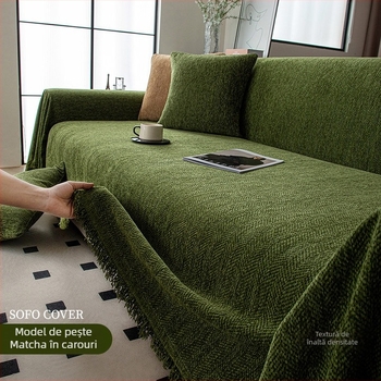 Husă de canapea Chenille, model uni, pentru canapea sectional, stil minimalist, brand Nantong Nitros