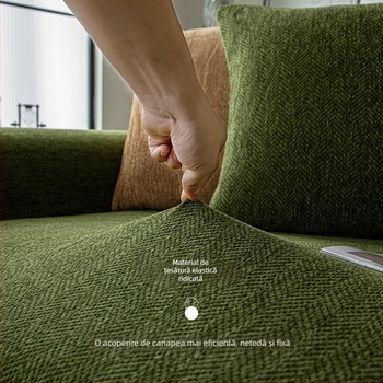 Husă de canapea Chenille, model uni, pentru canapea sectional, stil minimalist, brand Nantong Nitros