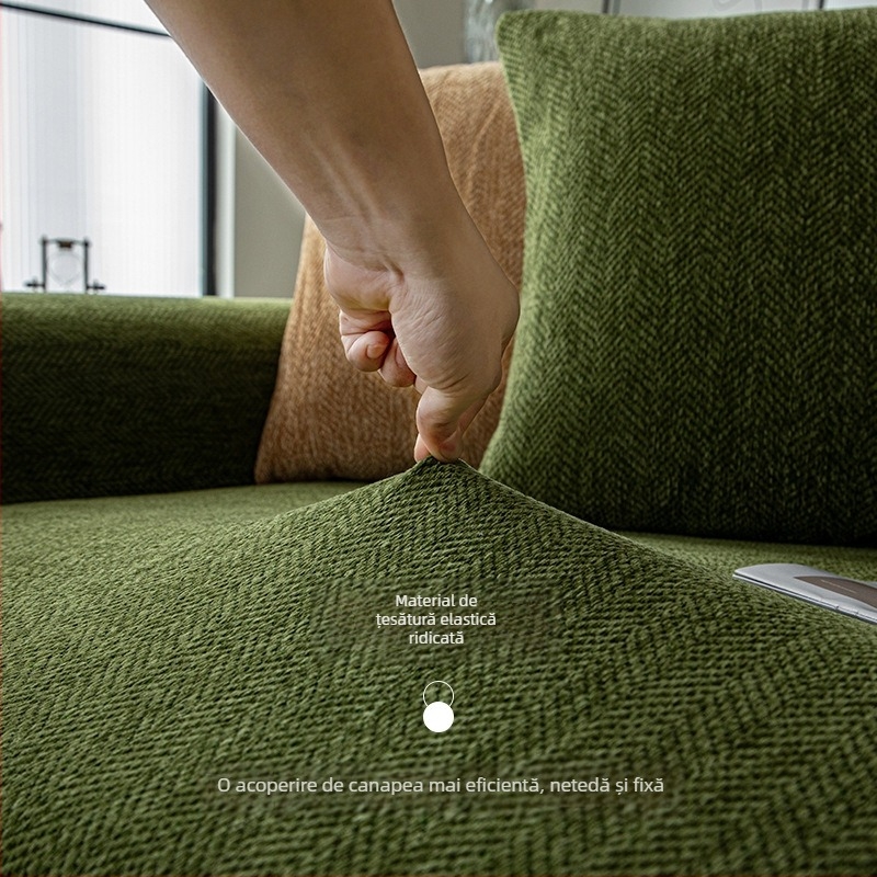 Husă de canapea Chenille, model uni, pentru canapea sectional, stil minimalist, brand Nantong Nitros