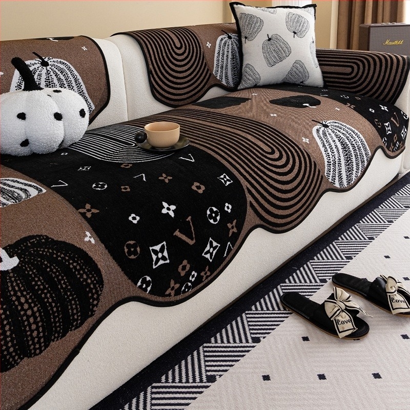 Pernă pentru canapea, potrivire universală, material chenille, model floral, suprafață antiderapantă, stil pernă plată