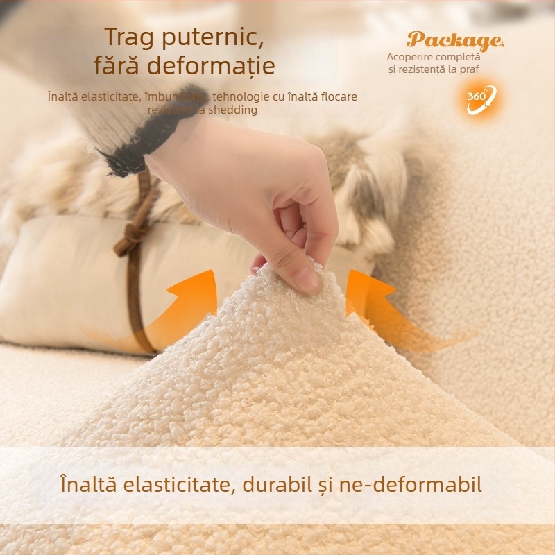 Husa de canapea din pluș, universală, acoperire completă, îngroșată pentru iarnă, protecție împotriva zgârieturilor pisicilor
