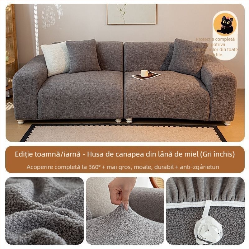 Husă de canapea pentru colțar, din poliester, culoare solidă, stil minimalist modern