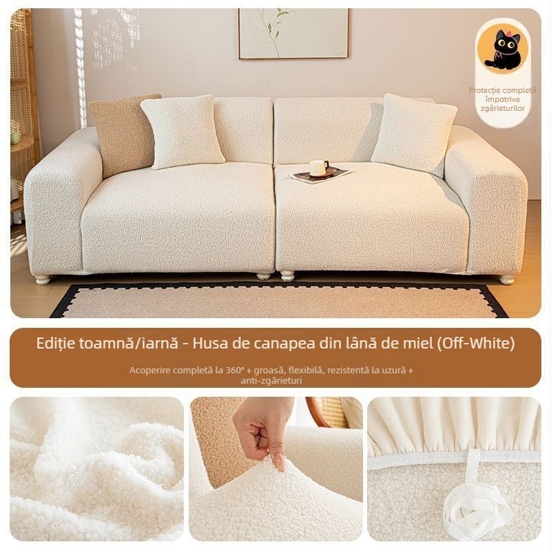 Husă de canapea pentru colțar, din poliester, culoare solidă, stil minimalist modern