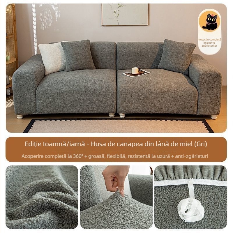 Husă de canapea pentru colțar, din poliester, culoare solidă, stil minimalist modern