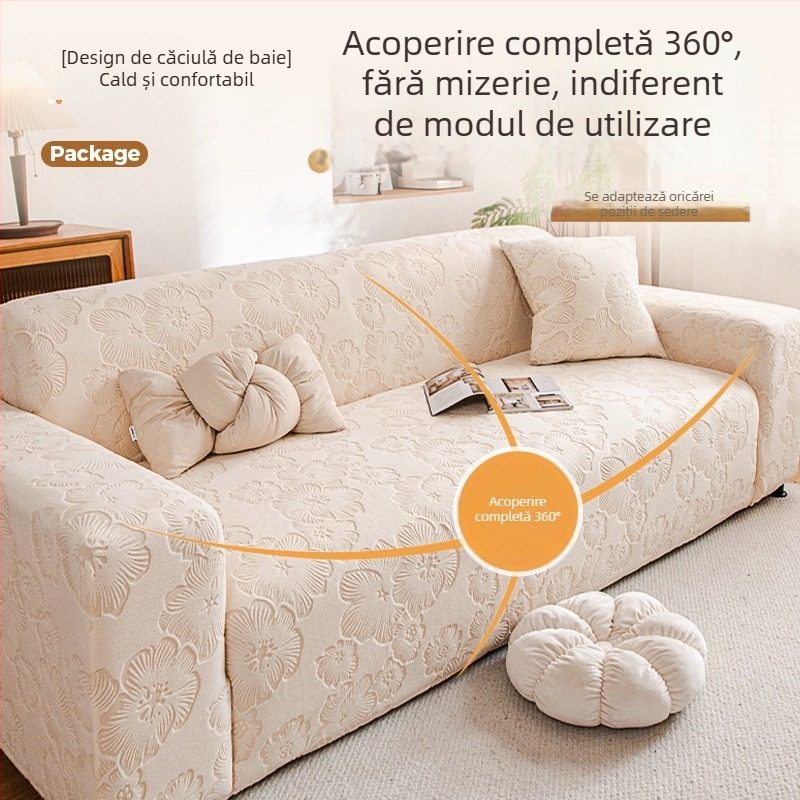Husă de canapea din lână – model floral, pentru canapelele modulare, protecție împotriva zgârieturilor pisicilor, acoperire de 360°