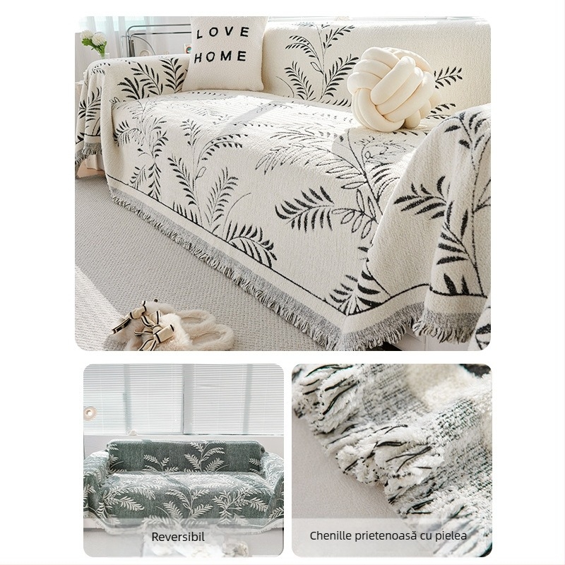 Coperta de canapea Nordic din chenille, universală pentru toate anotimpurile, model floral, pentru canapea modulară, personalizabilă