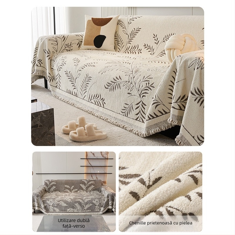 Coperta de canapea Nordic din chenille, universală pentru toate anotimpurile, model floral, pentru canapea modulară, personalizabilă