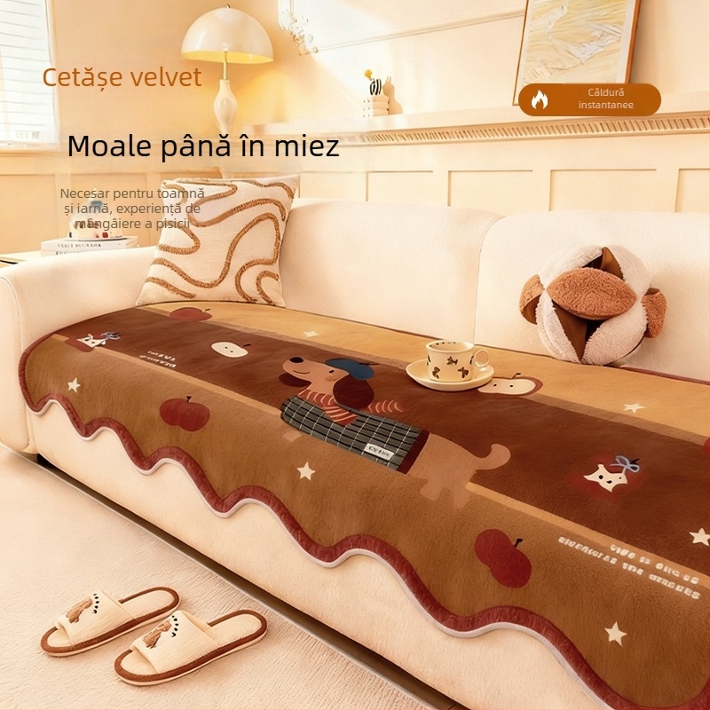 Pad de canapea cu model desene animate, antiderapant, din lână acrilică, potrivit pentru canapea modulară