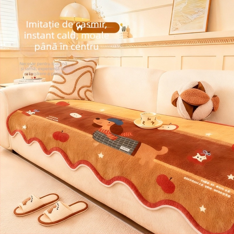 Pad de canapea cu model desene animate, antiderapant, din lână acrilică, potrivit pentru canapea modulară