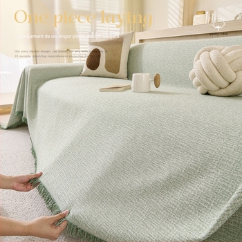 Husă de canapea din bumbac și in, antialunecare, model solid, stil japonez, tip pernă, Shuyi