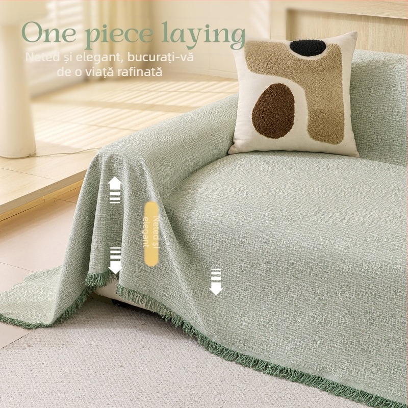 Husă de canapea din bumbac și in, antialunecare, model solid, stil japonez, tip pernă, Shuyi