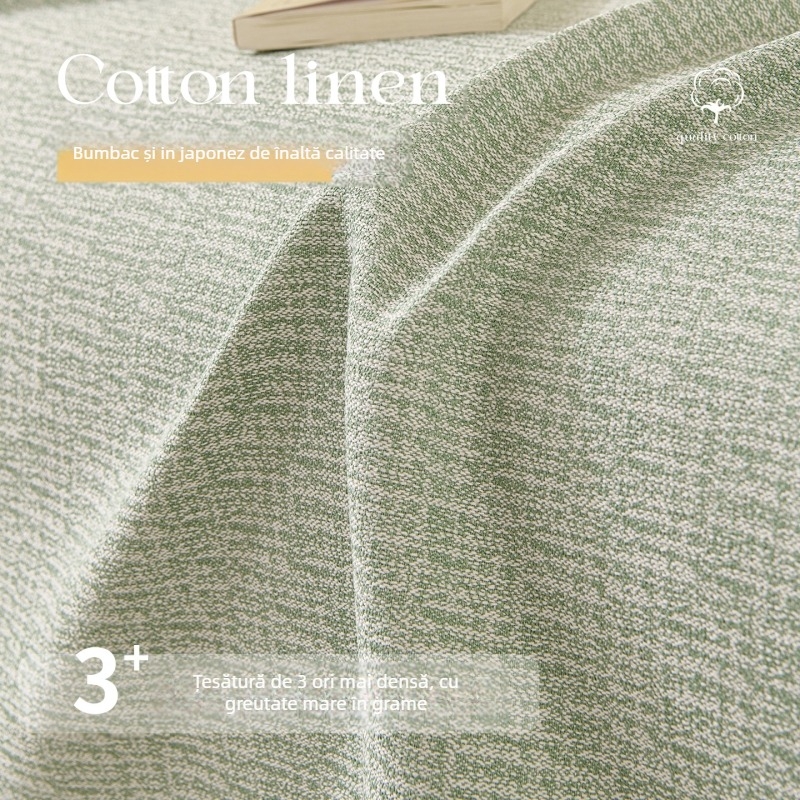 Husă de canapea din bumbac și in, antialunecare, model solid, stil japonez, tip pernă, Shuyi